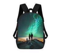 sinyumoney Aurora Night City Couple Mochila Escolar Infantil Impresa En 3D 17inch Mochilas Escolares Para Niños, Estilo Casual Y Moderno, Mochilas De Viaje De Alta Capacidad
