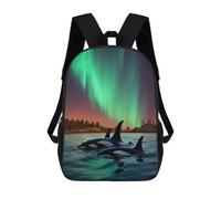 sinyumoney Aurora Orca Whale Northern Mochila Infantil Con Impresión 3D, Mochila Escolar Para Niños, Mochila Informal Divertida Para Niños Y Adolescentes 17inch