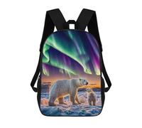 sinyumoney Aurora Over Polar Bears Mochila De Peluche Con Dibujos Animados, Mochila 3D Para Niños, Bolsa Escolar, Idea De Regalo De Cumpleaños Para Niños Y Niñas 17inch