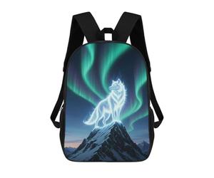 sinyumoney Aurora Spirit Wolf on Snowy Mountain Mochilas Para Niños Mochila Escolar Mochila Escolar Impresa En 3D Para Niños Estudiantes De Primaria Y Secundaria 17inch