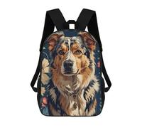 sinyumoney Australian Shepard Portrait with Flowers Mochila Escolar Impresa En 3D Mochilas Informales Para Niños Mochila Escolar Impresa En 3D Para Niños De Primaria Y Secundaria 17inch