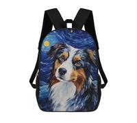 sinyumoney Australian Shepherd Night Mochilas Impresas En 3D 17inch Mochila Escolar Infantil Para Exteriores, Mochila Informal De Día, Bolsas De Viaje Informales Para Estudiantes De Secundaria