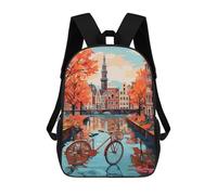 sinyumoney Autumn Canal Bicycle Scene Mochila Escolar, Mochila De Viaje Para La Universidad, Mochilas Para Niñas Y Adolescentes 17inch