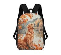 sinyumoney Autumn Golden Retriever by Lake Mochilas Infantiles Mochila Escolar Impresa En 3D Para Niños Mochilas De Viaje Bolsas Para Libros Para Niños 17inch Mochila Escolar