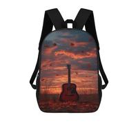 sinyumoney Autumn Guitar Sunset Mochila Escolar Impresa En 3D 17inch Mochila Escolar Infantil Mochilas De Viaje Mochila Informal De Moda Para Niños Y Estudiantes