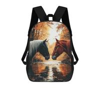 sinyumoney Autumn Horse Reflections Mochila Escolar De 17 Pulgadas Para Adolescentes, Con Estampado 3D, Ajustable Y Con Bolsillos, Ideal Para Niños, Niñas Y Estudiantes.