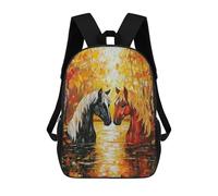 sinyumoney Autumn Horses Reflection Painting Mochila Escolar Infantil De 17 Pulgadas Con Estampado 3D De Películas De Anime Para Niños, Mochila De Viaje, Mochila Escolar Infantil