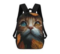 sinyumoney Autumn Leaves And Orange Tabby Cat Mochila Escolar Infantil Impresa En 3D Para Niños, Mochilas De Viaje De Alta Capacidad, Bolsas Para Libros, Mochila Escolar Infantil 17inch