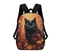 sinyumoney Autumn Leaves Black Cat-3 Mochilas Infantiles Impresas En 3D Para Niños. Mochilas De Viaje De Moda Para Niños. Mochila Escolar Para Estudiantes De Primaria Y Secundaria.