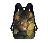 sinyumoney Autumn Leaves Cat Portrait-2 Mochila Escolar De 17 Pulgadas Para Adolescentes, Con Estampado 3D, Ajustable Y Con Bolsillos, Ideal Para Niños, Niñas Y Estudiantes.