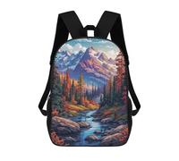 sinyumoney Autumn Mountain Stream Landscape Mochila Escolar Grande Para Niños Para El Campus, Actividades Al Aire Libre, Viajes Y Deportes 17inch