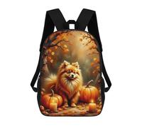 sinyumoney Autumn Pomeranian Pumpkin Scene Mochila Impermeable Para Ordenador Portátil Para Acampada, Aventuras Al Aire Libre Y Viajes Diarios 17inch