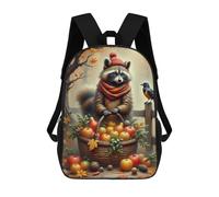 sinyumoney Autumn Raccoon with Harvest Basket Mochila Escolar Impresa En 3D 17inch Mochila Escolar Infantil Mochilas De Viaje Mochila Informal De Moda Para Niños Y Estudiantes