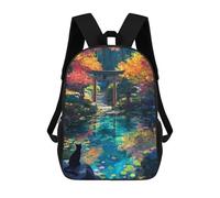 sinyumoney Autumn Shrine Japanese Black Cat Mochila Escolar De Moda, Mochila De Papelería Impermeable, Mochilas Informales Para Adolescentes, Niños, Mujeres Y Hombres 17inch