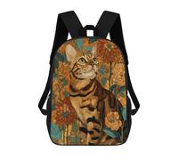 sinyumoney Autumnal Cat Garden Artwork Mochila Escolar De 17 Pulgadas Para Adolescentes, Con Estampado 3D, Ajustable Y Con Bolsillos, Ideal Para Niños, Niñas Y Estudiantes.