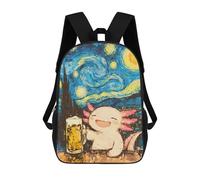 sinyumoney Axolotl Beer Starry Night Mochilas Infantiles Mochila Escolar Mochila Impresa En 3D Para Niños Mochilas De Viaje Bolsas Para Libros Mochila Escolar Para Niños 17inch