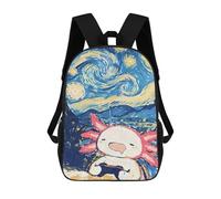sinyumoney Axolotl Gaming Starry Night Mochila, Mochila Escolar Impresa En 3D, Bolsa Para El Almuerzo Escolar, Mochila De Viaje, Mochila Para Amigos, Mochila Escolar Para Niñas Y Niños 17inch