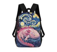 sinyumoney Axolotl in Starry Night Style Mochila Escolar Para Niñas Mochila Impermeable Mochila Informal De Día Mochila Ligera Para Niño Y Niña Mochila Escolar 17inch