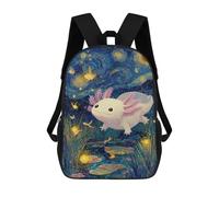 sinyumoney Axolotl Pond Night Sky Mochila Infantil De 17 Pulgadas, Mochila Escolar Con Estampado 3D De Dibujos Animados Para Niños Y Adolescentes.
