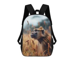 sinyumoney Baboon in Tall Wild Grass Animal Photo Mochila De Peluche Con Dibujos Animados, Mochila 3D Para Niños, Bolsa Escolar, Idea De Regalo De Cumpleaños Para Niños Y Niñas 17inch