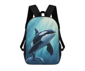 sinyumoney Baby Orca in Blue Water Mochila Infantil Para Niñas, Mochila Escolar 3D, Mochila Para Niños Pequeños, Mochila Informal De Día, Mochila Escolar De Moda 17inch