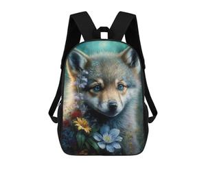 sinyumoney Baby Wolf with Flowers Mochila Escolar Para El Trabajo, Negocios, Universidad Y Escuela Para Hombres, Mujeres Y Adolescentes 17inch
