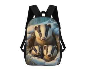 sinyumoney Badger Family in Winter Burrow Mochila Escolar, Bolso De Negocios, Bolso Para Portátil Resistente Para Niños/niñas/adolescentes 17inch