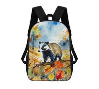 sinyumoney Badger in Autumn Woods Mochila Escolar Impresa En 3D Para Niños, Mochila Escolar, Mochilas De Viaje, Bolso Informal De Moda Para Niños Y Estudiantes 17inch
