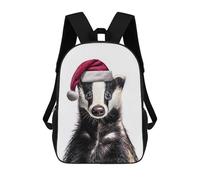 sinyumoney Badger Wearing Santa Hat Mochila Infantil De Moda Divertida Mochila Escolar Para Niños Y Adolescentes Con Impresión 3D Para Niños 17inch