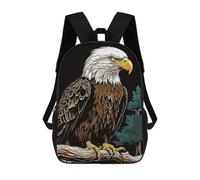 sinyumoney Bald Eagle in Forest Mochila Escolar Infantil De 17 Pulgadas, Impresa En 3D, Estilo Casual, Para Niños, Ideal Para Viajes, Como Mochila Escolar O Para Llevar Libros.