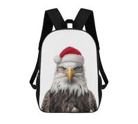 sinyumoney Bald Eagle with Santa Hat Mochila Escolar Para Niñas Y Niños, Mochilas De Gran Capacidad, Mochilas Ligeras Para Niños Y Estudiantes 17inch