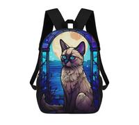 sinyumoney Balinese Cat Abstract Stai Mochilas Infantiles Escolares Impresas En 3D, Mochilas Para Niños, Mochilas De Viaje Para Niños Y Niñas, Mochilas Escolares Para Niños 17inch