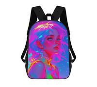 Sinyumoney Banana Pancakes with Syrup Mochilas Para Niños, Mochila Escolar, Mochila Impresa 3D Para Niños, Mochila De Viaje, Bolsa De Libros, Bolsa De Escuela Para Niños, Rainbow Neon Woman, 17"