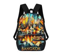 sinyumoney Bangkok Cubist Reflections - Modern Geometric Cityscape Mochila Escolar Infantil Impresa En 3D Mochila De Viaje De Alta Capacidad Bolsas Para Libros Mochila Infantil 17inch