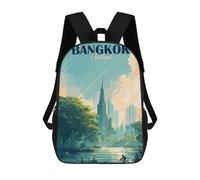 sinyumoney Bangkok Thailand Cityscape Illustration Mochilas Escolares Resistentes Al Agua, Mochila Escolar De Negocios Para Campus, Actividades Al Aire Libre, Viajes Y Deportes 17inch