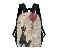sinyumoney Banksy Girl Fox Balloon Mochila Escolar Infantil Con Impresión 3D, Mochila Escolar Informal Para Niños De Primaria Y Secundaria 17inch