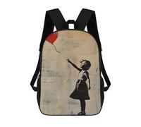 sinyumoney Banksy Girl Red Balloon Mochila Escolar Para Niños Mochila Escolar Impresa En 3D Mochila Escolar De Moda Para Niños De Primaria Y Secundaria 17inch