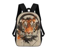 sinyumoney Banksy Tiger Headphones Mochila Escolar Impresa En 3D Para Niños, Mochila Escolar Informal De Moda Para Viajes Para Niños Y Estudiantes 17inch