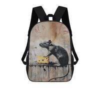 sinyumoney Bansky Rat Cheese Art Mochila Escolar Infantil Estampada Para Adultos Y Niños, Mochila De Viaje Para El Día A Día 17inch