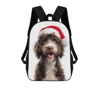 sinyumoney Barbet Dog with Santa Hat Portrait Mochila Infantil, Mochila Escolar De Gran Capacidad Para Estudiantes, Mochila Para Libros, Mochila Para Niños, Niñas, Adultos Y Adolescentes 17inch