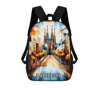 sinyumoney Barcelona Cubist Sunrise - Geometric Cityscape Art Mochila Para Niños, Adolescentes Y Estudiantes, Mochilas Para Niñas, Mochilas Para Niños Pequeños, Primaria Y Secundaria 17inch