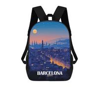 sinyumoney Barcelona, Spain at Night Mochila Escolar Infantil Impresa En 3D Para Niños, Mochilas De Viaje, Bolsas Para Libros Para Niños Estudiantes De Primaria 17inch