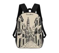 sinyumoney Barcelona Street Illustration Mochila Escolar Para La Escuela Secundaria, Preparatoria, Universidad, Viajes Para Niñas, Niños Y Adolescentes 17inch