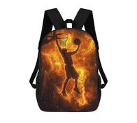 sinyumoney Basketball Player in Flames Mochilas Para Niños Y Estudiantes, Mochilas Escolares Impresas En 3D, Mochilas Para Estudiantes De Primaria Y Secundaria Para Niños Y Niñas 17inch