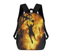 sinyumoney Basketball Silhouette in Flames Mochilas Para Niños Mochila Escolar Mochila Escolar Impresa En 3D Para Niños Estudiantes De Primaria Y Secundaria 17inch