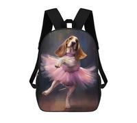 sinyumoney Basset Hound Ballerina 17inch Mochila Escolar Impresa En 3D Para Niños, Mochila Escolar Informal De Moda, Mochilas De Viaje Para Niños Y Estudiantes.