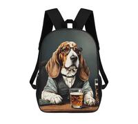 sinyumoney Basset Hound Beer Glass Mochila Escolar Infantil Impresa En 3D Para Niños, Mochilas De Viaje De Alta Capacidad, Bolsas Para Libros, Mochila Escolar Infantil 17inch