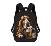 sinyumoney Basset Hound Beer Mochila Escolar Para Niños De 17 Pulgadas, Mochila Informal De Viaje Para Niños Y Niñas, Mochila De Gran Capacidad Para El Día A Día 17inch
