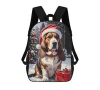 sinyumoney Basset Hound Christmas Dog Mochila Escolar De Moda Para Estudiantes, Adecuada Para Niños Y Niñas, Mochila Informal Para Viajes Al Aire Libre, Esencial Para El Día A Día 17inch