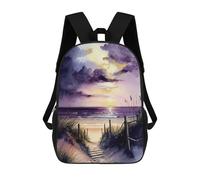 sinyumoney Beach at Purple Sunset 2 Mochila Infantil, Mochila Escolar Para Niños, Mochila Escolar Infantil Con Estampado 3D De Dibujos Animados, Mochila De Gran Capacidad Para Niños Y Niñas 17inch